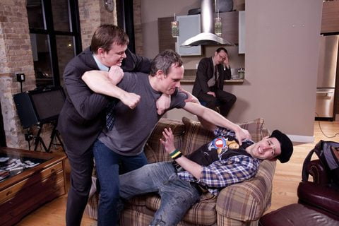 Joe Foust, Coburn Goss, Lance Baker and Michael Kessler in rehearsal